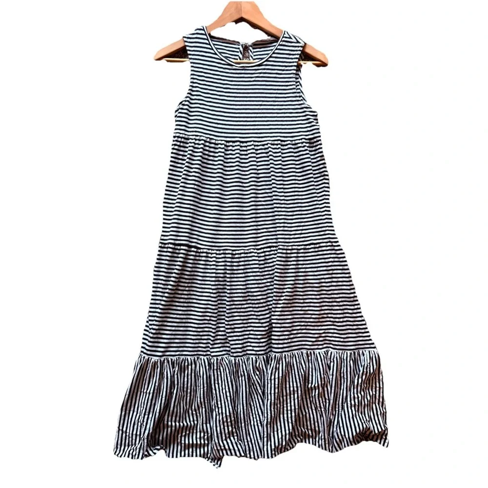J. Crew crewcuts girls tiered casual sleeveless maxi dress, XL, navy & white